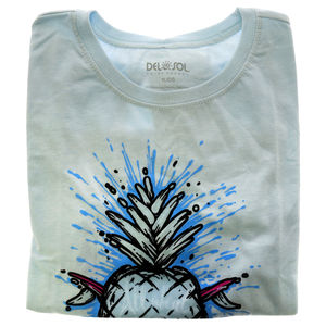 Kids Premium Crew Tee-Pineapples-Ice Blue by DelSol for Kids-1 Pc T-Shirt (YL)